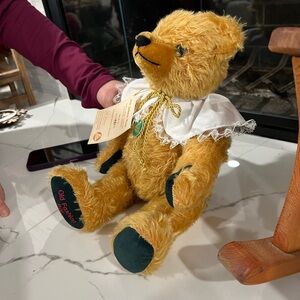 Charming Tan Teddy Bear with White Lace Collar